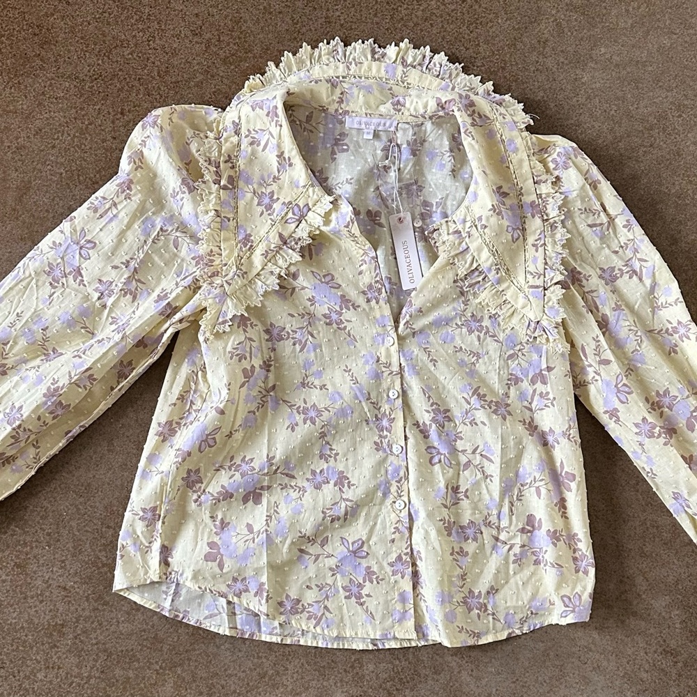 Floral Sailor Ruffle collar blouse